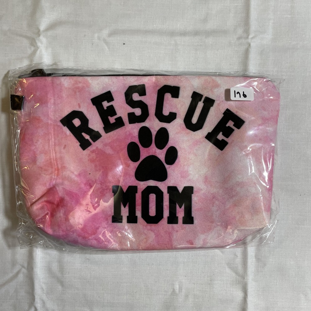 The Pouch Rescue Mom Cosmetic Bag Womens OS Pink New Watercolor Paw Print Zipper